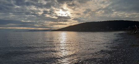 Nea Karvali, East Macedonia and Thrace, Kavala Municipality, northern Greece. Photo of the Aegean Sea coastの写真素材