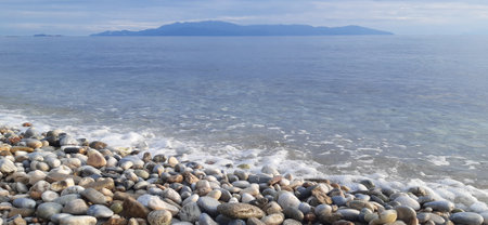 Nea Karvali, East Macedonia and Thrace, Kavala Municipality, northern Greece. Photo of the Aegean Sea coastの写真素材