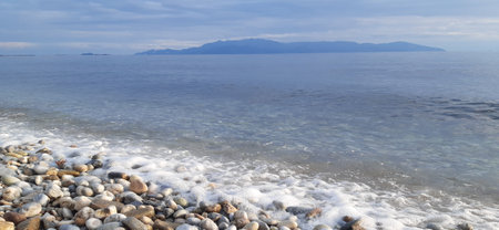 Nea Karvali, East Macedonia and Thrace, Kavala Municipality, northern Greece. Photo of the Aegean Sea coastの写真素材