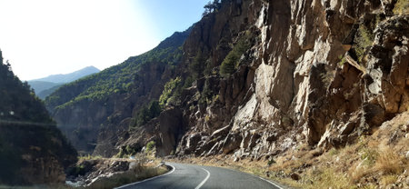 Eastern Turkey region Anatolia. Taurus mountain. Highway through central Anatolia, Taurus Mountainsの写真素材