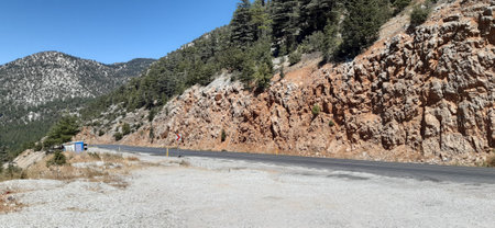 Eastern Turkey region Anatolia. Taurus mountain. Highway through central Anatolia, Taurus Mountainsの写真素材