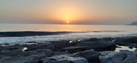 Coast of Alanya, Antalya. Mediterranean Sea. South of Turkey. Sunset viewの写真素材