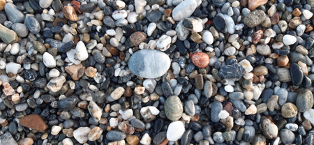 Sea pebbles background close up. South Turkey. Alanya, Antalya. Mediterranean Seaの写真素材