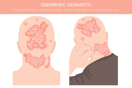 Seborrheic dermatitis. Skin diseases. Medical infographic design. Vector illustrationのイラスト素材