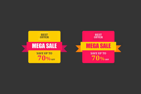Sale tag. Special offer, big sale, discount, best price, mega sale banner. Shop or online shopping. Sticker, badge coupon store Vector Illustration.のイラスト素材