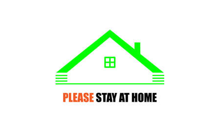 please stay at home icon, symbol icon, coronavirus coved-19, house icon.のイラスト素材