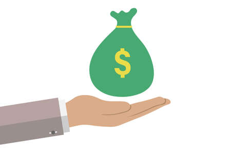 saving money in vector with dollar flat sign symbols illustration. Concepts for business banking,saving,accumulation money,budget and finance.のイラスト素材