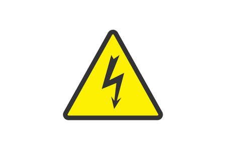 Flat yellow hazard warning symbol. Warning icon and sign of danger isolated on white background for use on web design, typography, ui, app, on the road and construction.のイラスト素材