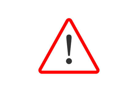 Flat yellow hazard warning symbol. Warning icon and sign of danger isolated on white background for use on web design, typography, ui, app, on the road and construction.のイラスト素材