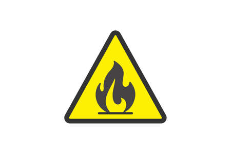 Flat yellow hazard warning symbol. Warning icon and sign of danger isolated on white background for use on web design, typography, ui, app, on the road and construction.のイラスト素材