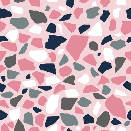 Terrazzo flooring vector seamless pattern. Classic venetian terrazzo style of floor of stone, granite, quartzのイラスト素材