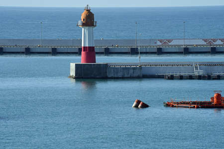 The lighthouse at the entrance to the port of Sochiの写真素材