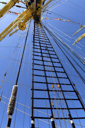 The mast of a sailing ship