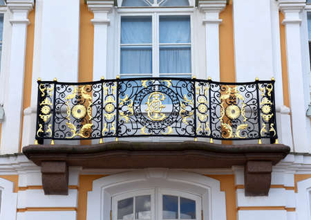 The balcony in an old building in Peterhof, St. Petersburg, Russia. July 24, 2015のeditorial素材