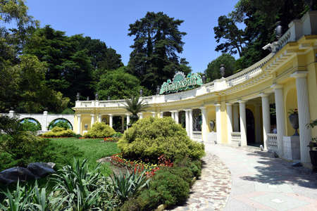 Sochi, Russia, June 1, 2016. The main entrance to the Park "arboretum". In this Park, collected in 1800, rare exotic plants. A favorite place of citizens and tourists.のeditorial素材