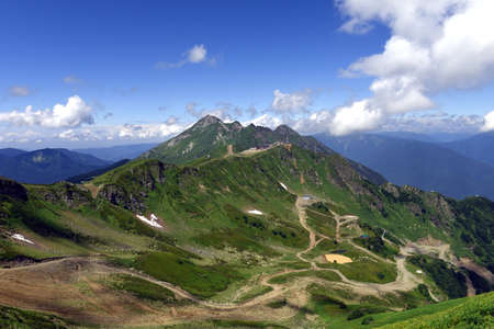 Beautiful mountain scenery in the bright summer day, Sochi, Krasnaya Polyana, Russiaの写真素材