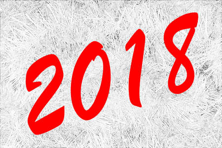 The inscription 2018 on abstract white background