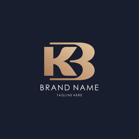 letter K B logo simple monogram initial creative lines ldesign luxury golden style a99ideのイラスト素材