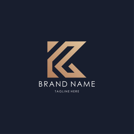 letter K logo monogram line design vector luxury golden style by a99ideのイラスト素材
