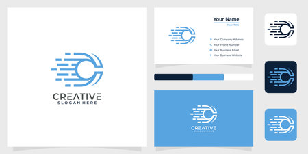 Initial letter c logo design technology simple and business card by a99ideのイラスト素材
