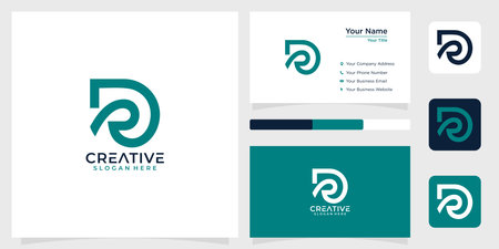 Initial letter D DR monogram line techology logo design creative simple and business cardのイラスト素材