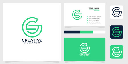 Initial letter gs line logo design circle technology simple and business cardのイラスト素材
