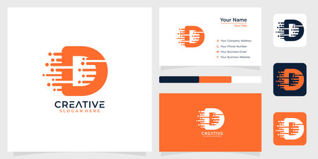 Initial letter D monogram ine techology logo design creative simple and business cardのイラスト素材
