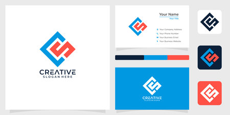 Initial letter c s logo design square technology simple and business cardのイラスト素材
