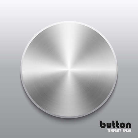 Template of round button with metal or aluminium chrome textureのイラスト素材