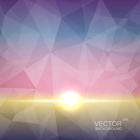 Sunrise on a polygonal vector in the colors of the dawnのイラスト素材