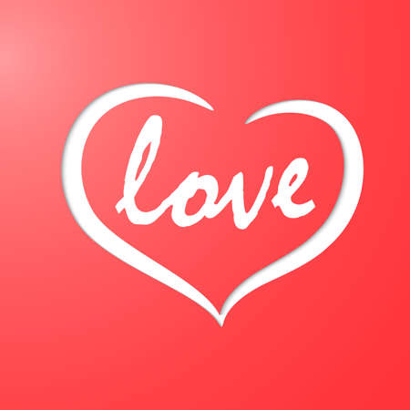 Silhouette of heart cut out of red paperのイラスト素材