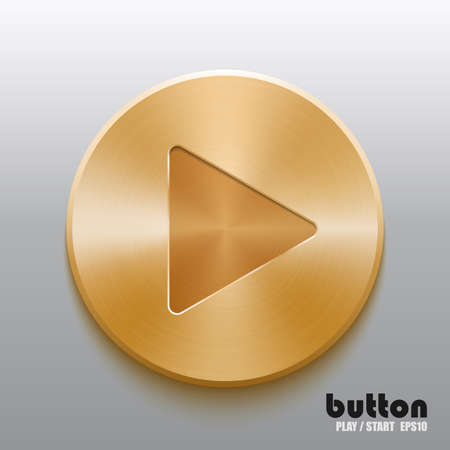 Golden play buttonの写真素材