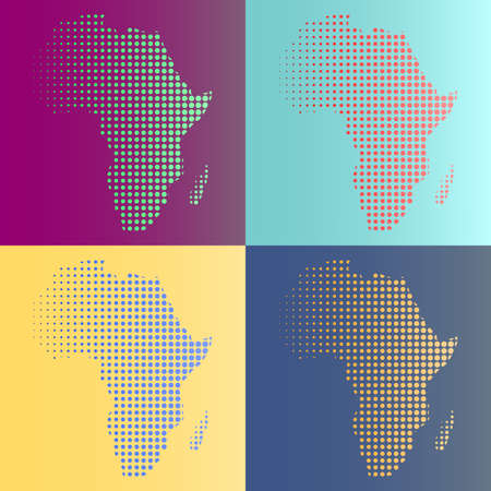 Set of halftone vector Africa map in multicolors. All colors are complementのイラスト素材