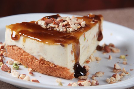 a piece of Cream Caramel Cheesecakeの写真素材