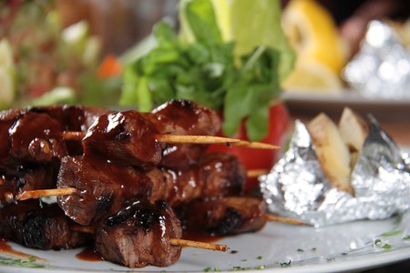 Grilled Juicy Sheesh Kebab With Sidersの写真素材