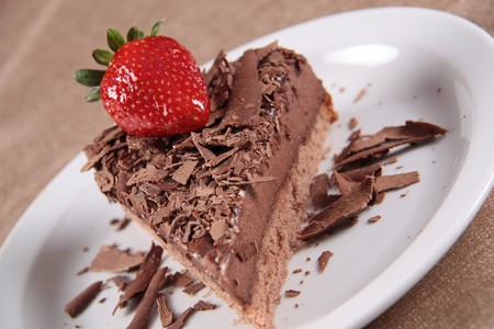 a piece of Chocolate Cake With Strawberryの写真素材
