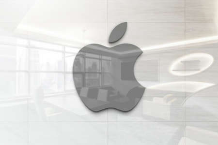 apple on outdoor billboard realistic texture