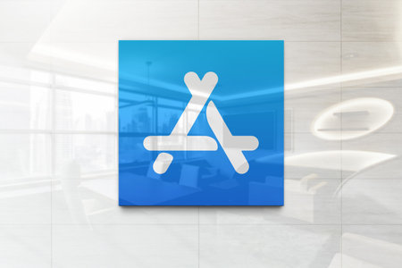 app store on outdoor billboard realistic textureのeditorial素材