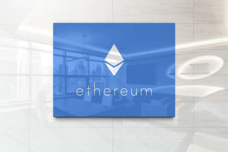 ethereum white on outdoor billboard realistic texture
