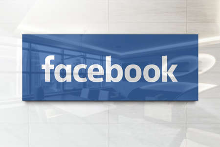 facebook 2015 on outdoor billboard realistic textureのeditorial素材