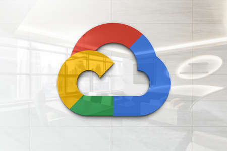 google cloud on outdoor billboard realistic texture