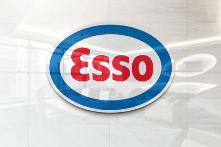 esso on outdoor billboard realistic textureのeditorial素材