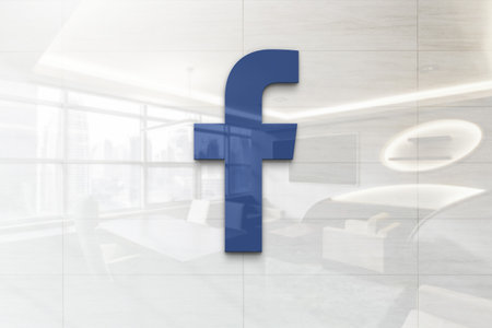 facebook on outdoor billboard realistic textureのeditorial素材