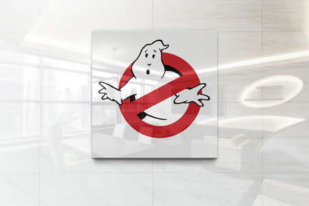 ghostbusters on outdoor billboard realistic texture