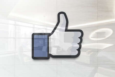 thumbs up facebook on outdoor billboard realistic texture