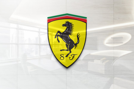 scuderia ferrari on outdoor billboard realistic textureのeditorial素材