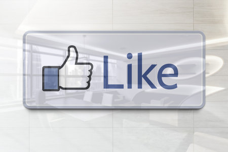 like button facebook on outdoor billboard realistic texture