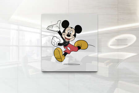 mickey mouse on outdoor billboard realistic texture