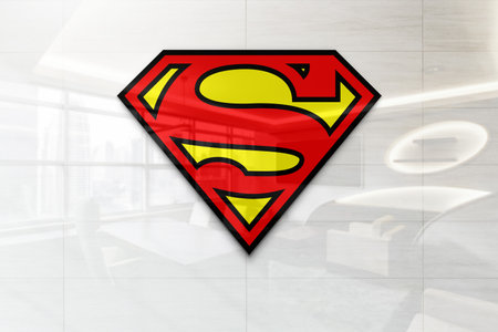 superman on outdoor billboard realistic textureのeditorial素材