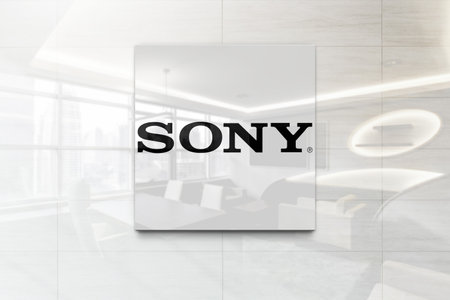 sony on outdoor billboard realistic texture